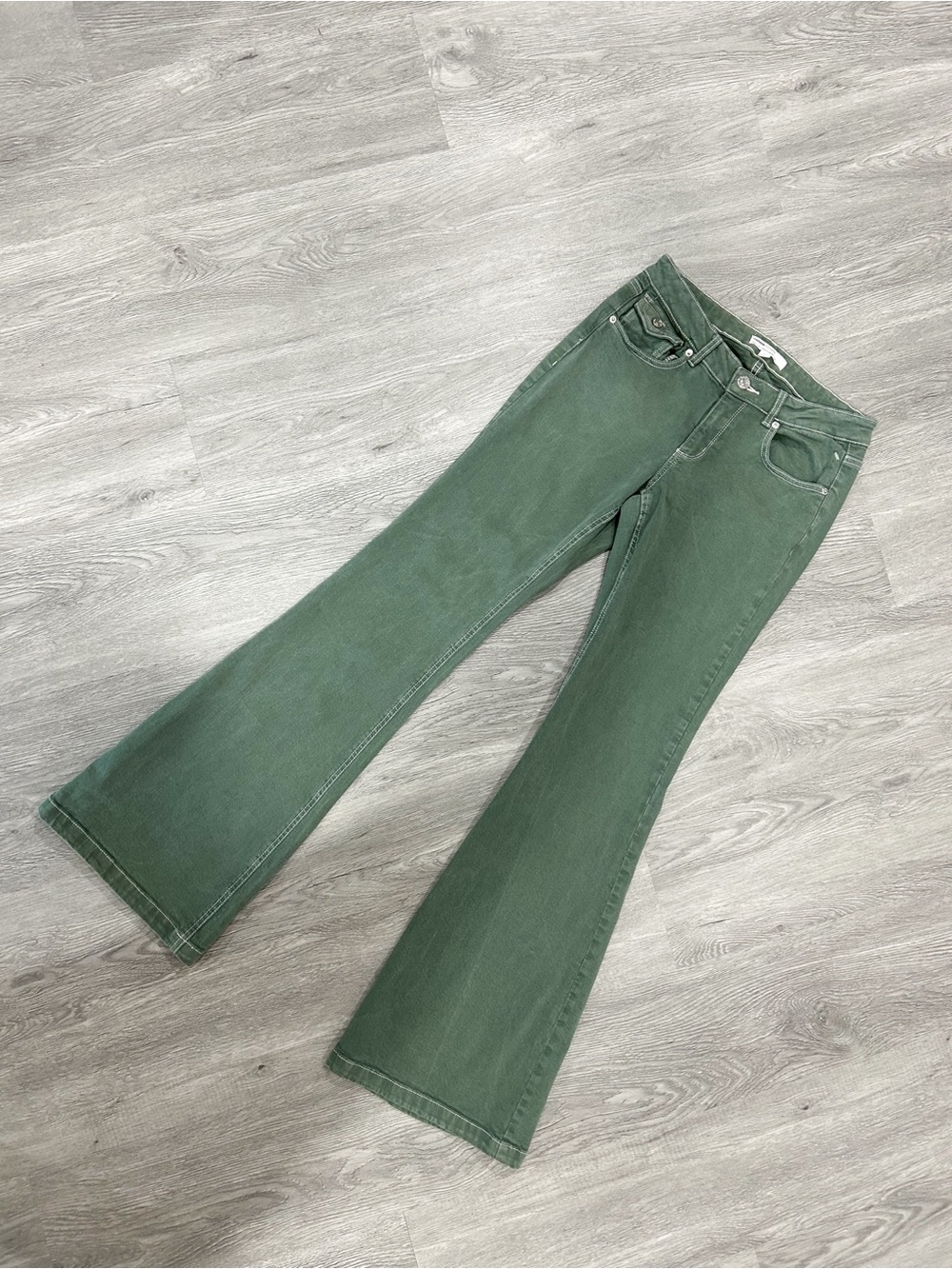 Garage Green Flare Jeans